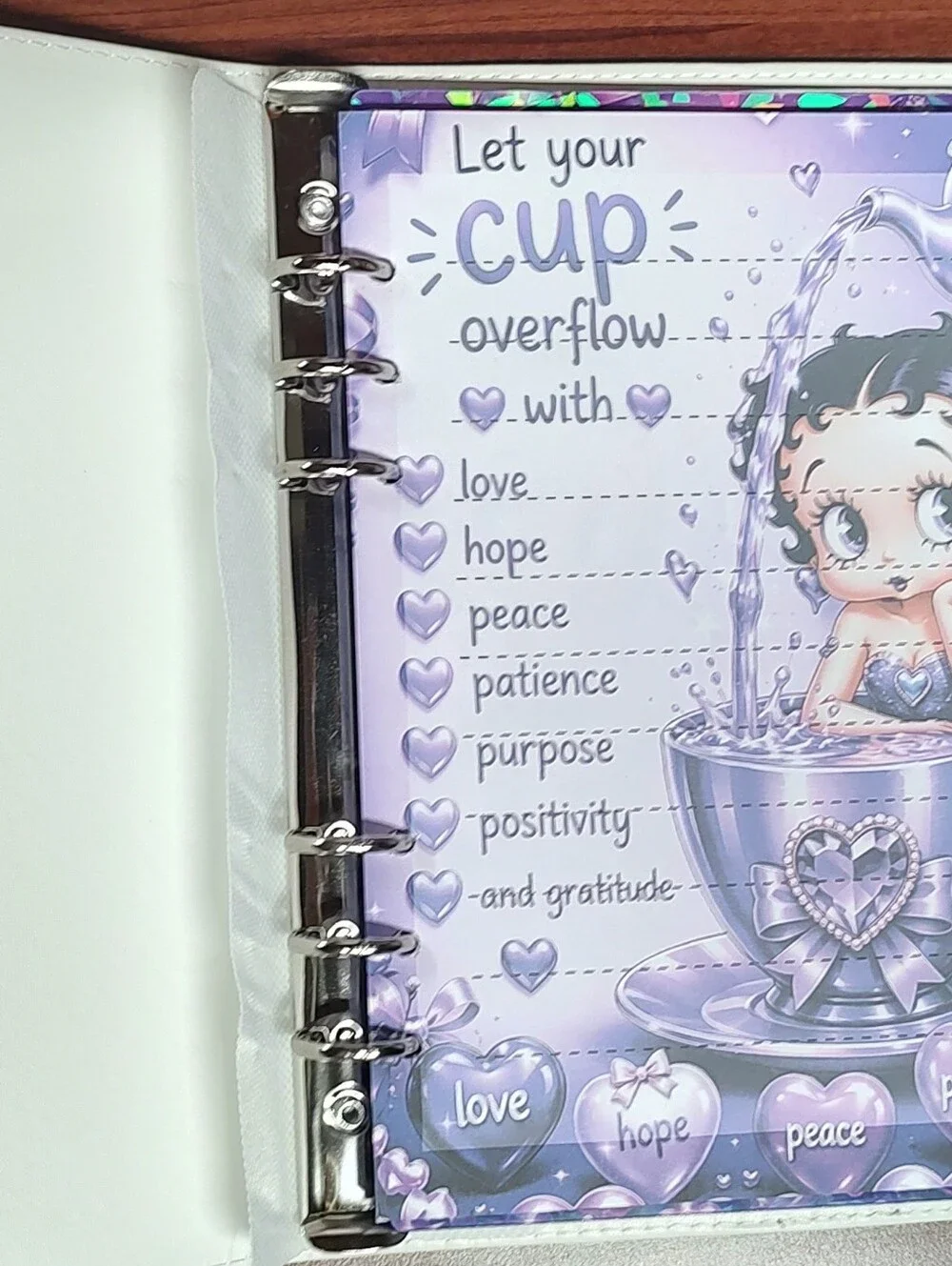 New! A5 Betty Boop Binder Notebook, Paper, Divider, Planner Paper Set